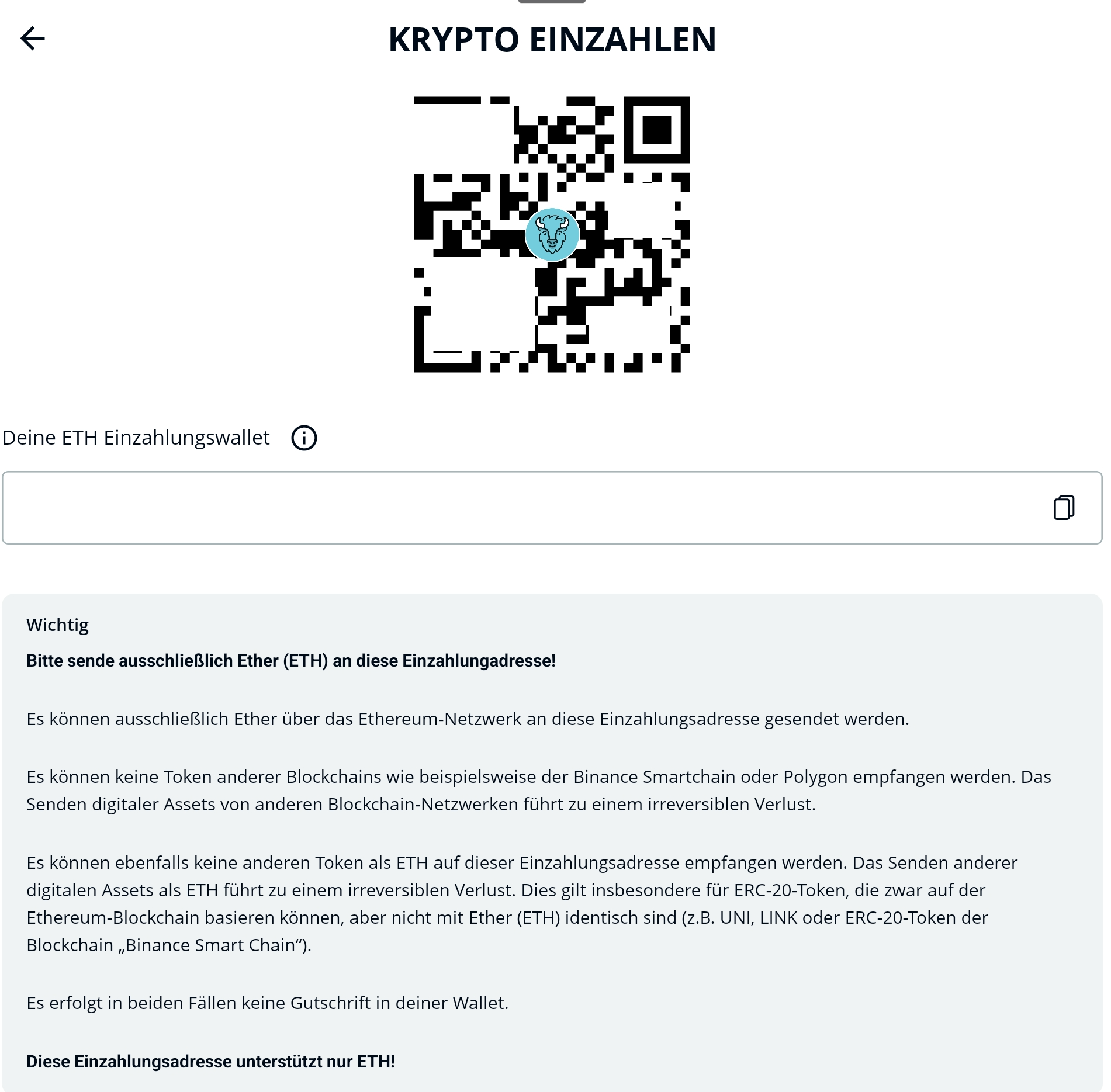 Einzahlungen von Kryptowährungen auf dein BISON Konto – BISON