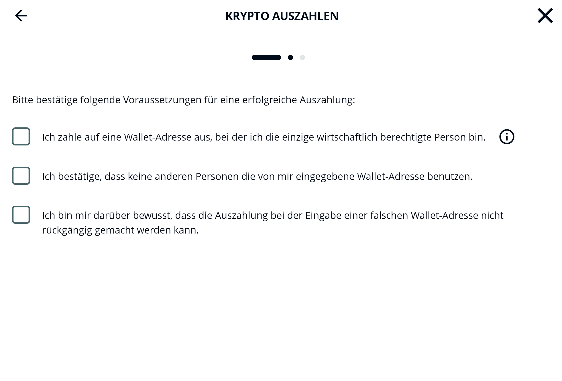 Auszahlungen von Kryptowährungen von deinem BISON Konto auf eine Wallet –  BISON